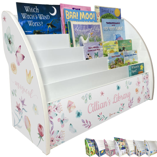 flowers bookcase, flowers bookshelf, girls bookcase design, flowers book storage