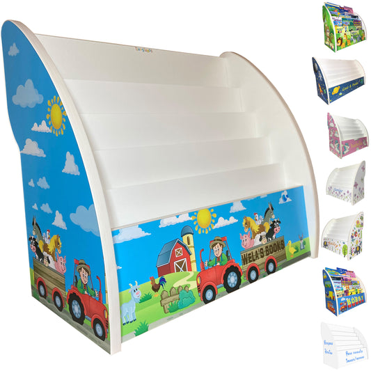 Farm Animals on Tractor Kids Personalised Bookcase | Fully Assembled Bookshelf