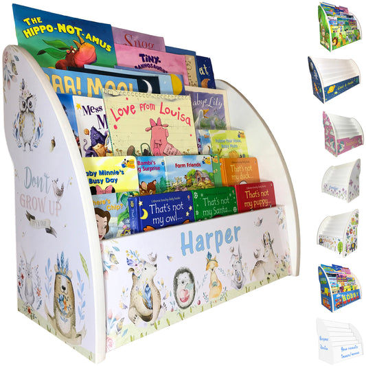 Personalised kids bookcase with cute woodland animals