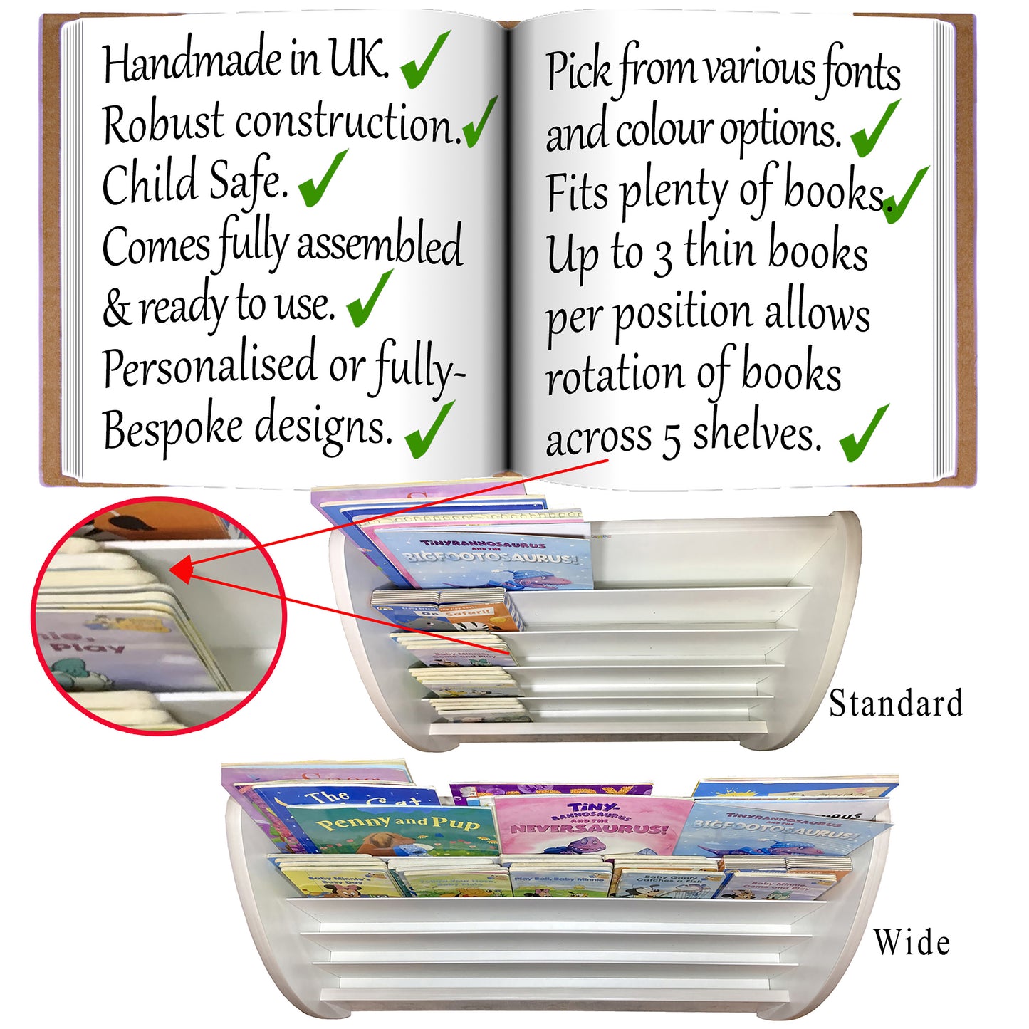 Reading Safari Animals Children's Bookcase with Name comes Fully Assembled