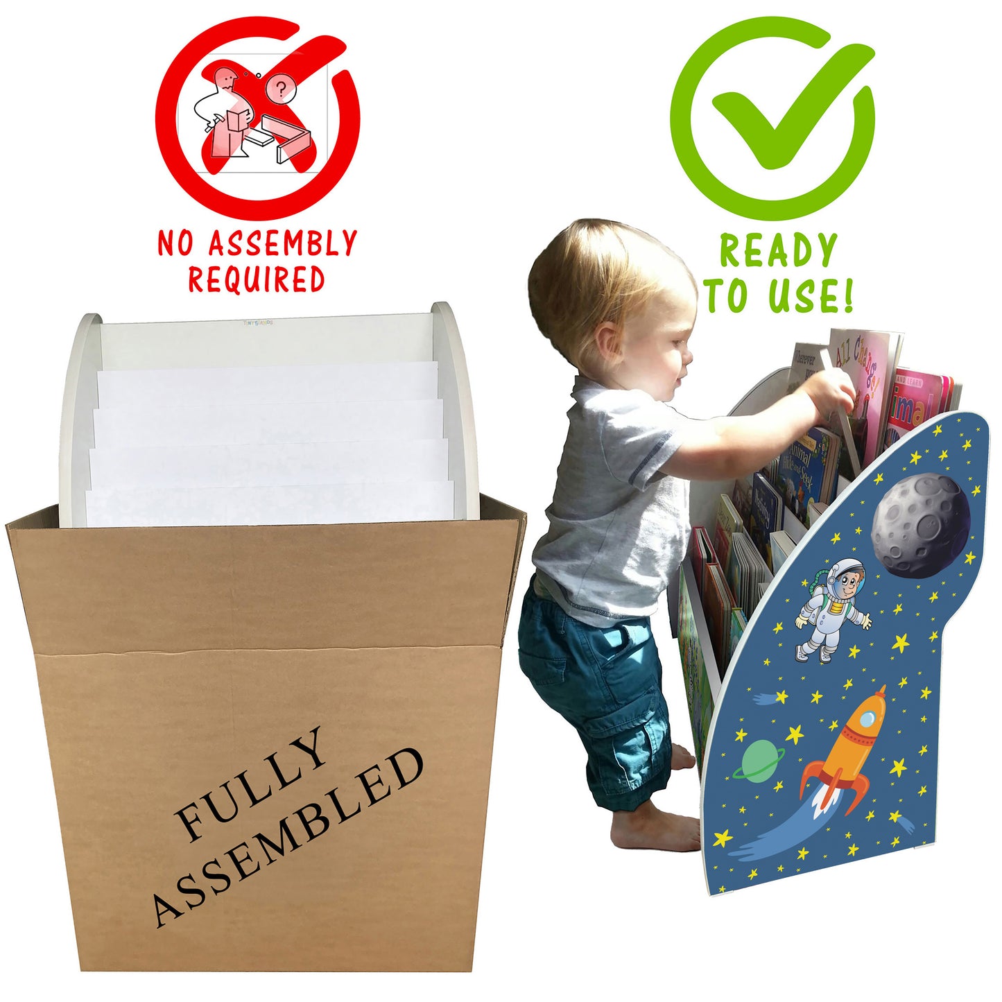 Space Stars Planets Kids Bookcase Fully Assembled Bookshelf