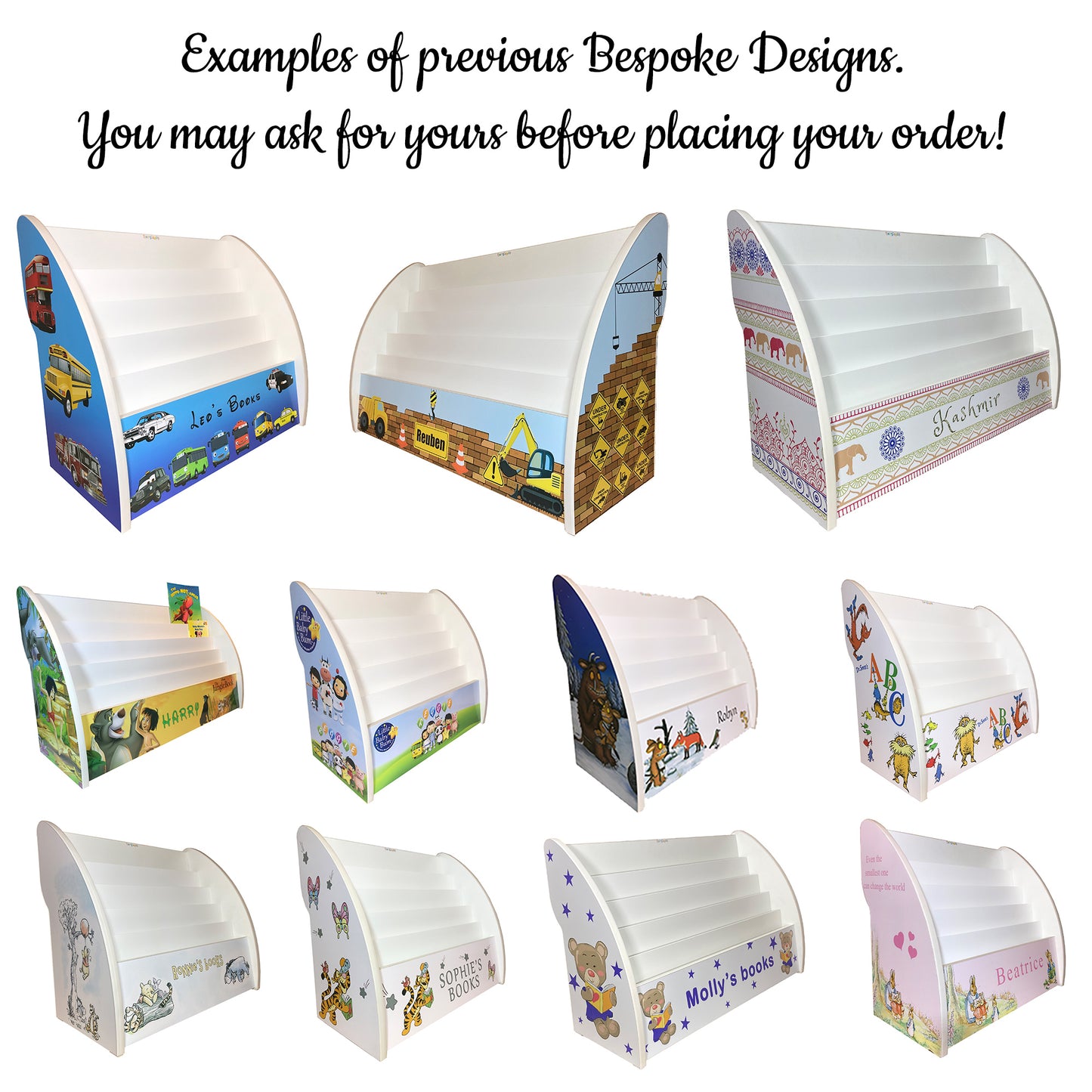 Bespoke Kids Bookcase for ages 1-5 - Their favourite custom design Bookshelf - comes Fully Assembled