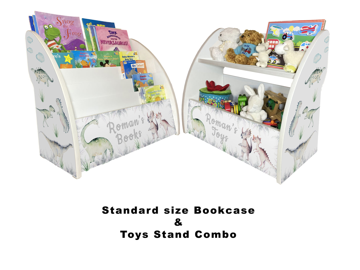 Dinosaurs Kids Bookshelf with Name and Fully Assembled