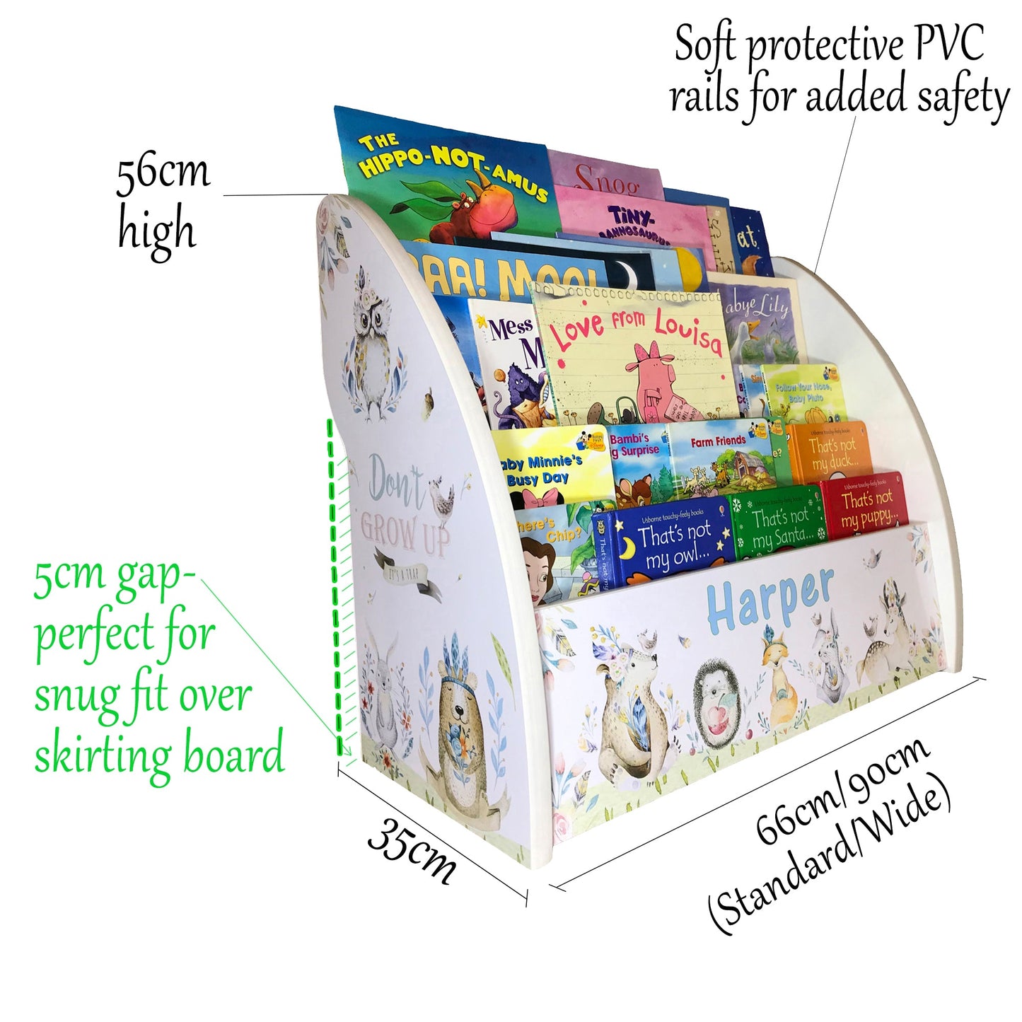 Flowers Bookcase Personalised for girls with Butterflies, Handmade in UK Bookshelf comes Fully Assembledbled