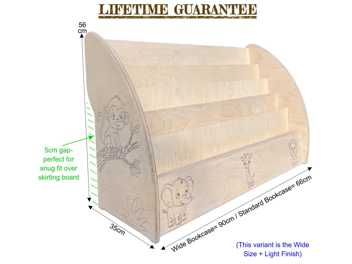 Montessori Safari Bookcase Personalised & Handmade in UK, Fully Assembled, Lifetime Guarantee