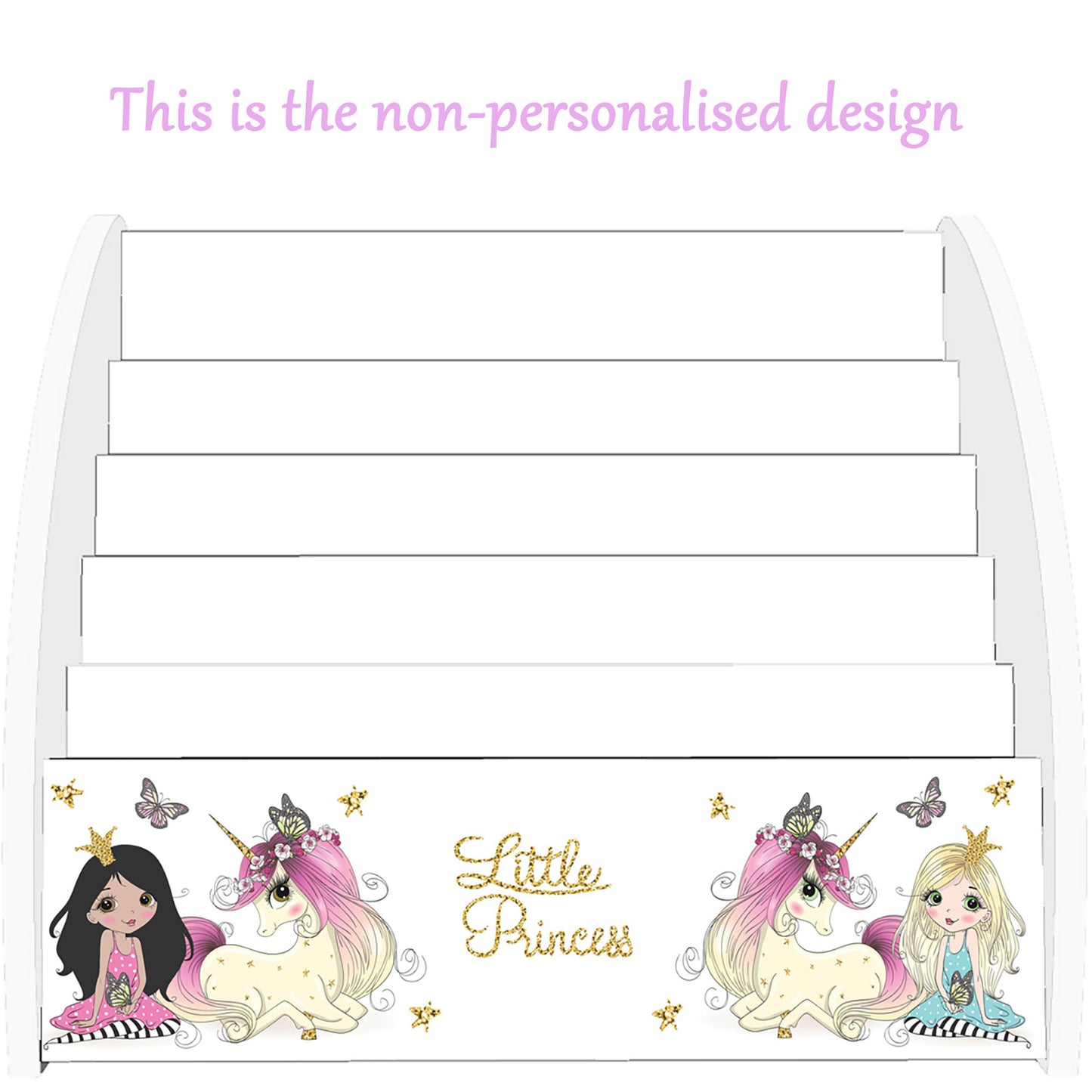 Princess Bookcase for Girls Personalised with Unicorns, Handmade in UK Magical Bookshelf comes Fully Assembled