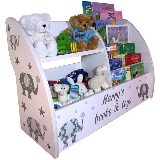 Elephants Books and Toys Stand Named and Fully Assembled Nursery Organiser