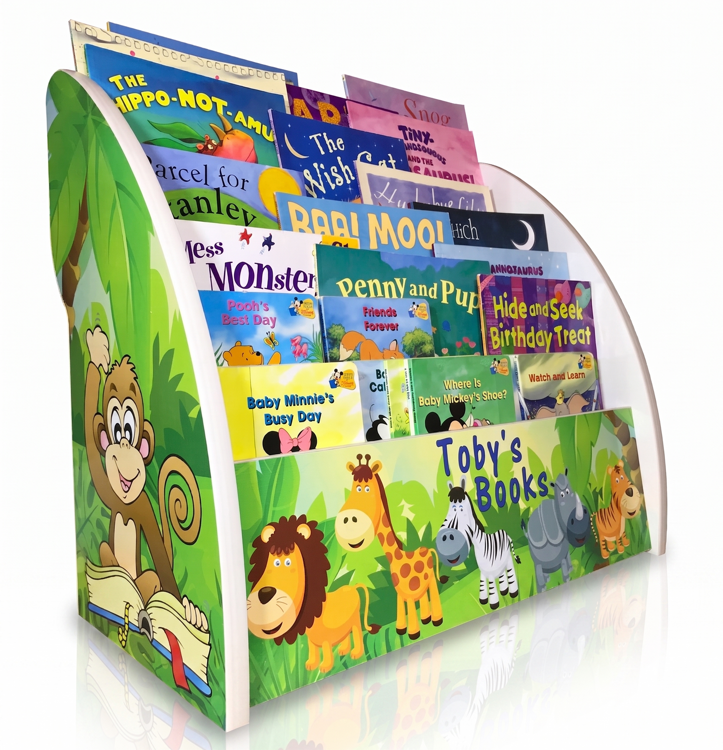 Colour Kids Jungle Bookcase with Name Fully Assembled