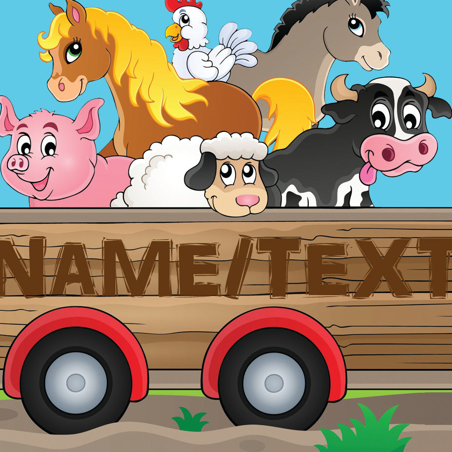 Farm Animals on Tractor Kids Personalised Bookcase | Fully Assembled Bookshelf