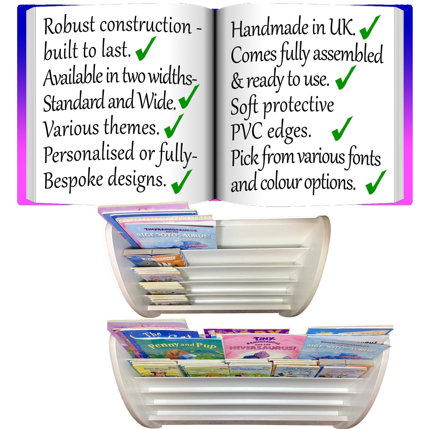 Reading Animals Themed Personalised Kids Book Storage