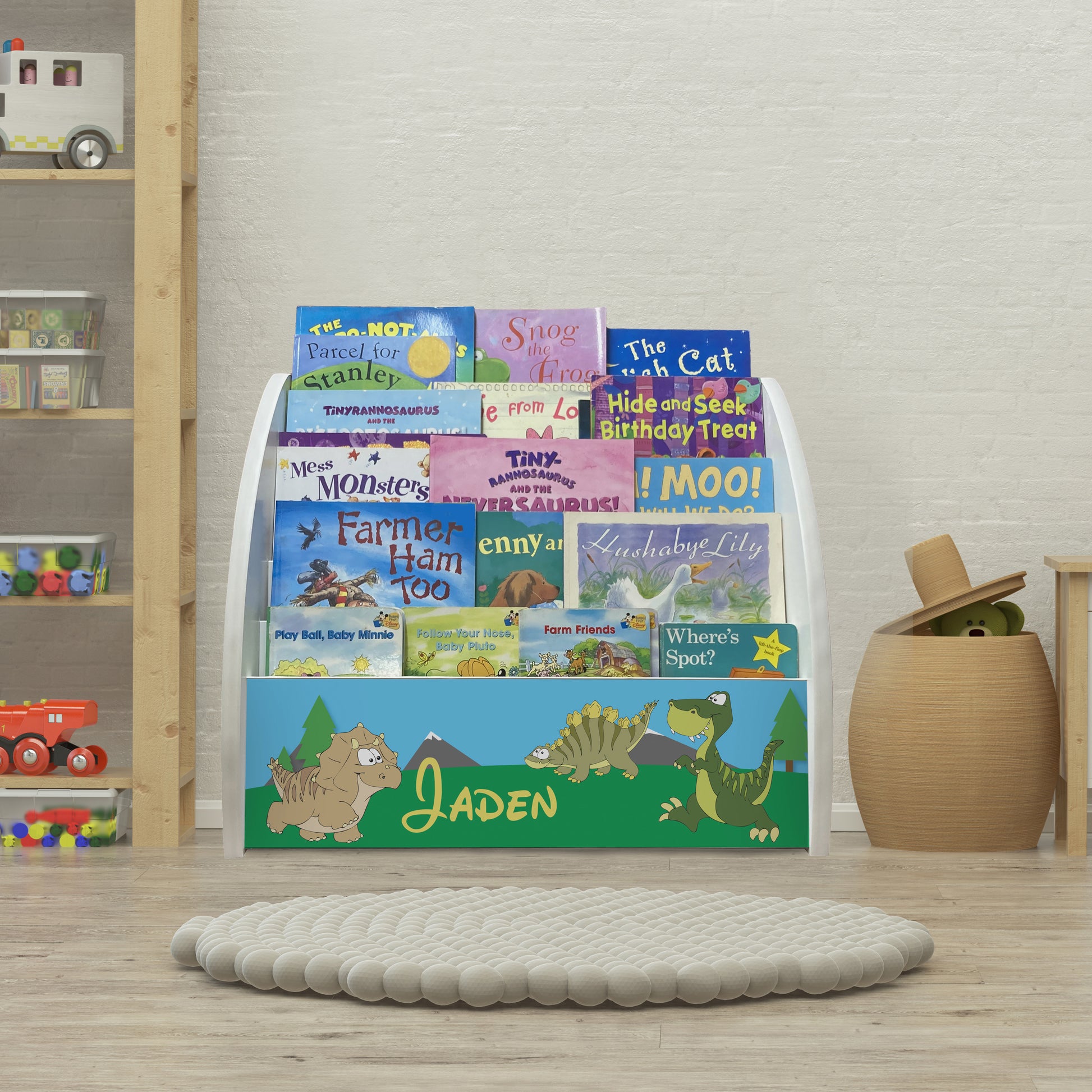 Colour Dinosaurs Bookshelf Named and Fully Assembled