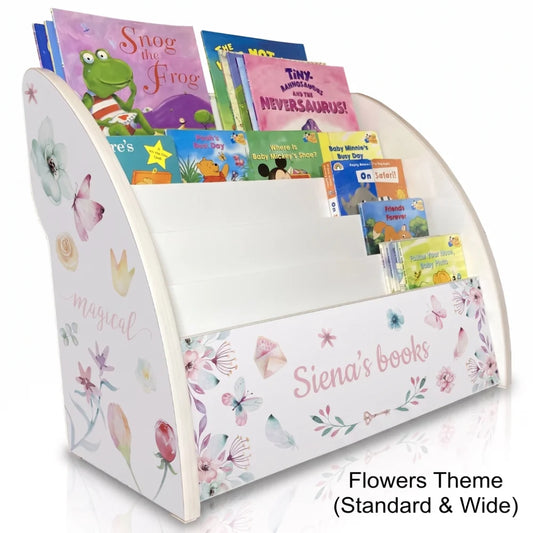 flowers bookshelf, girls bookcase design, flowers book storage