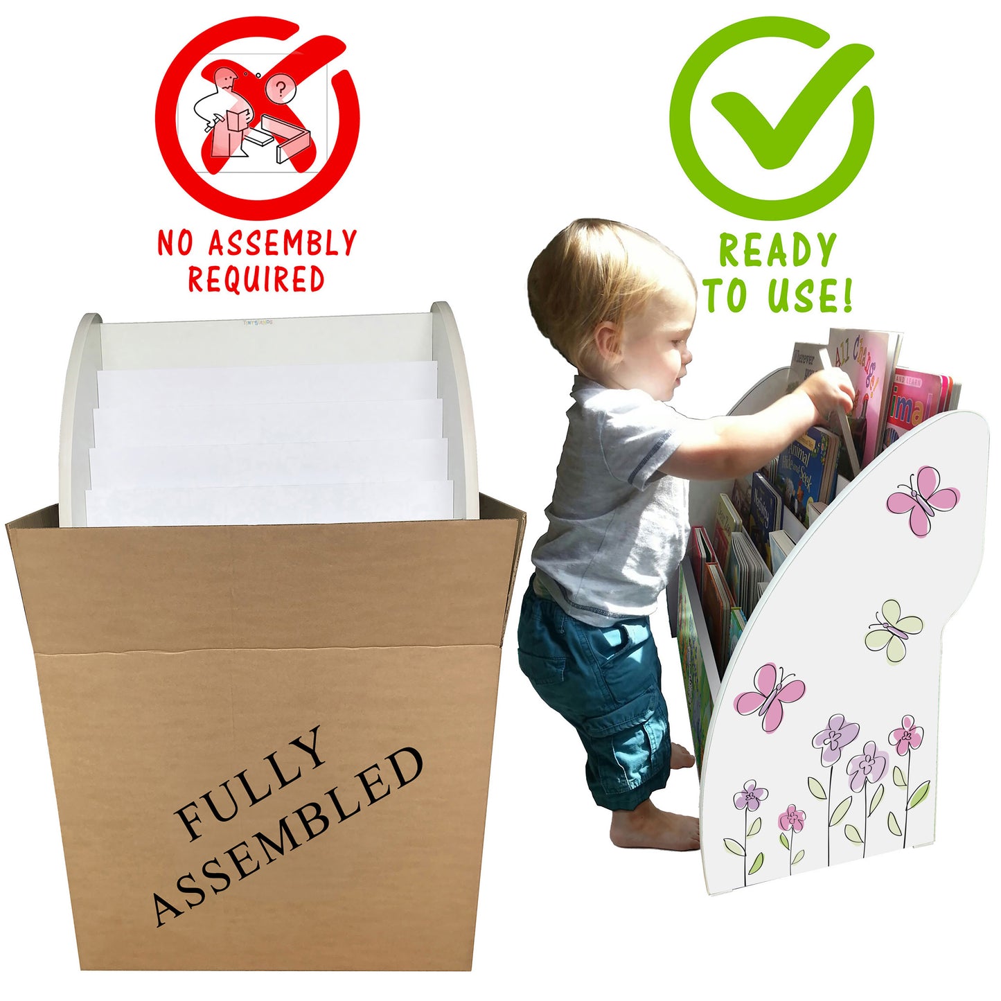 Personalised Flowers Bookcase, Floral Themed Girls Bookshelf comes Fully Assembled