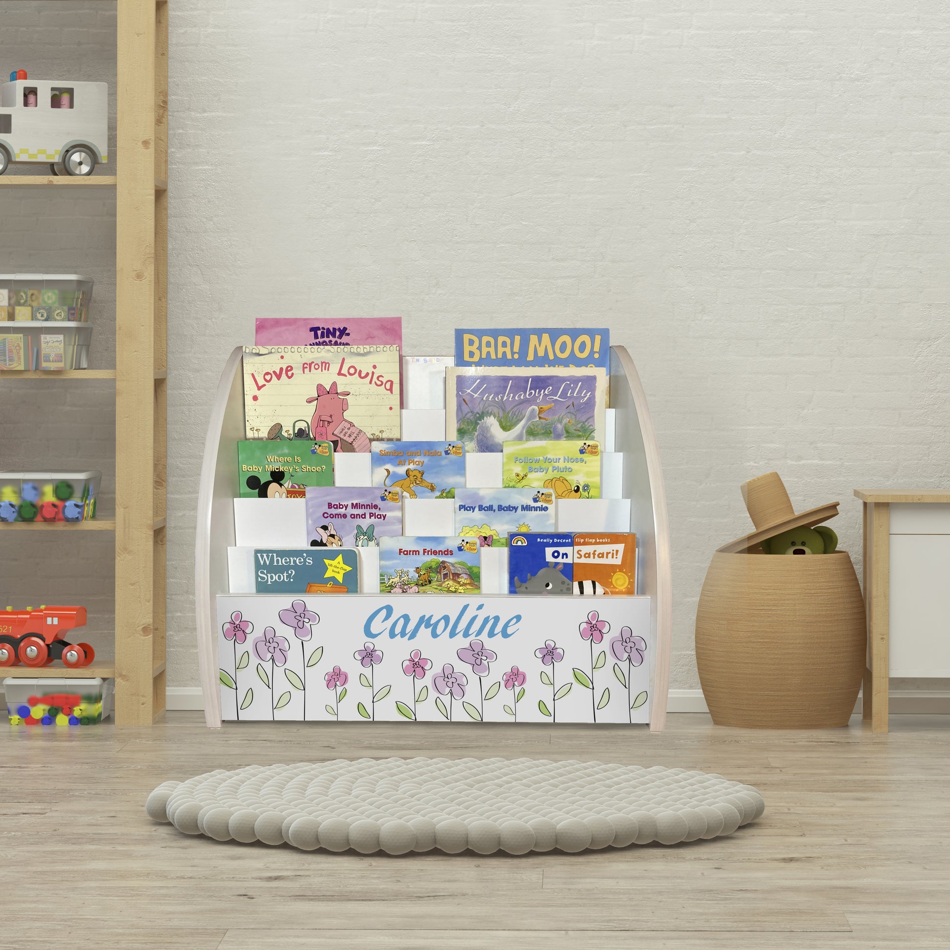 Personalised Flowers Bookcase, Floral Themed Girls Bookshelf comes Fully Assembled