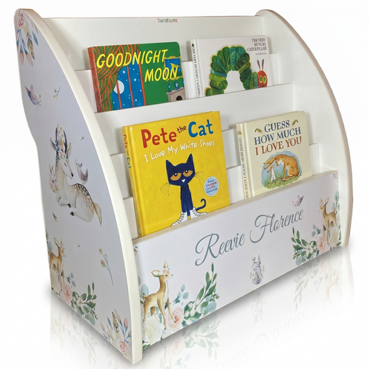 personalised kids bookcase with deers, deers bookcase