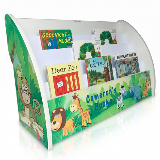 jungle bookcase, jungle bookshelf, jungle books storage, jungle animals furniture, jungle animals book case