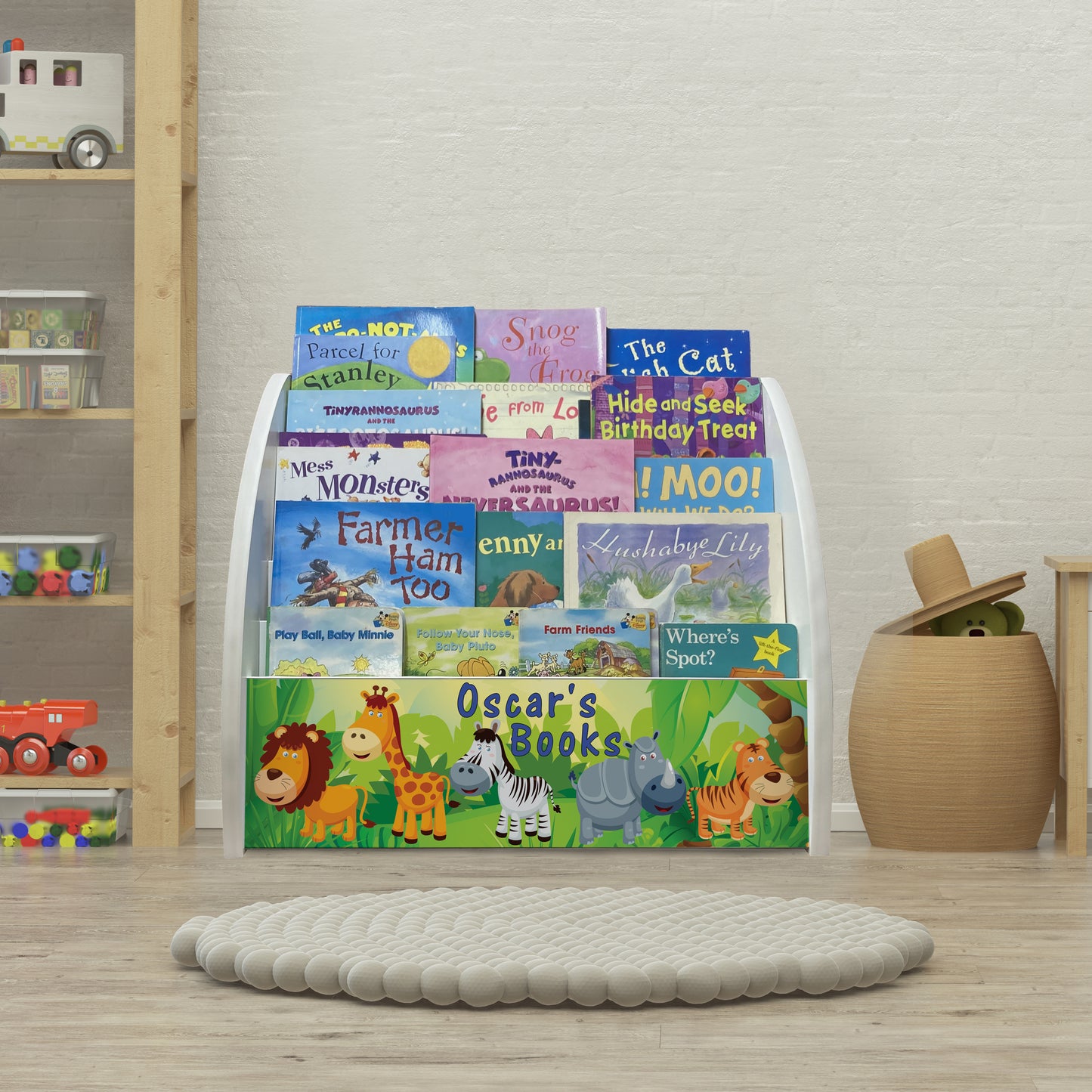 Colour Kids Jungle Bookcase with Name Fully Assembled