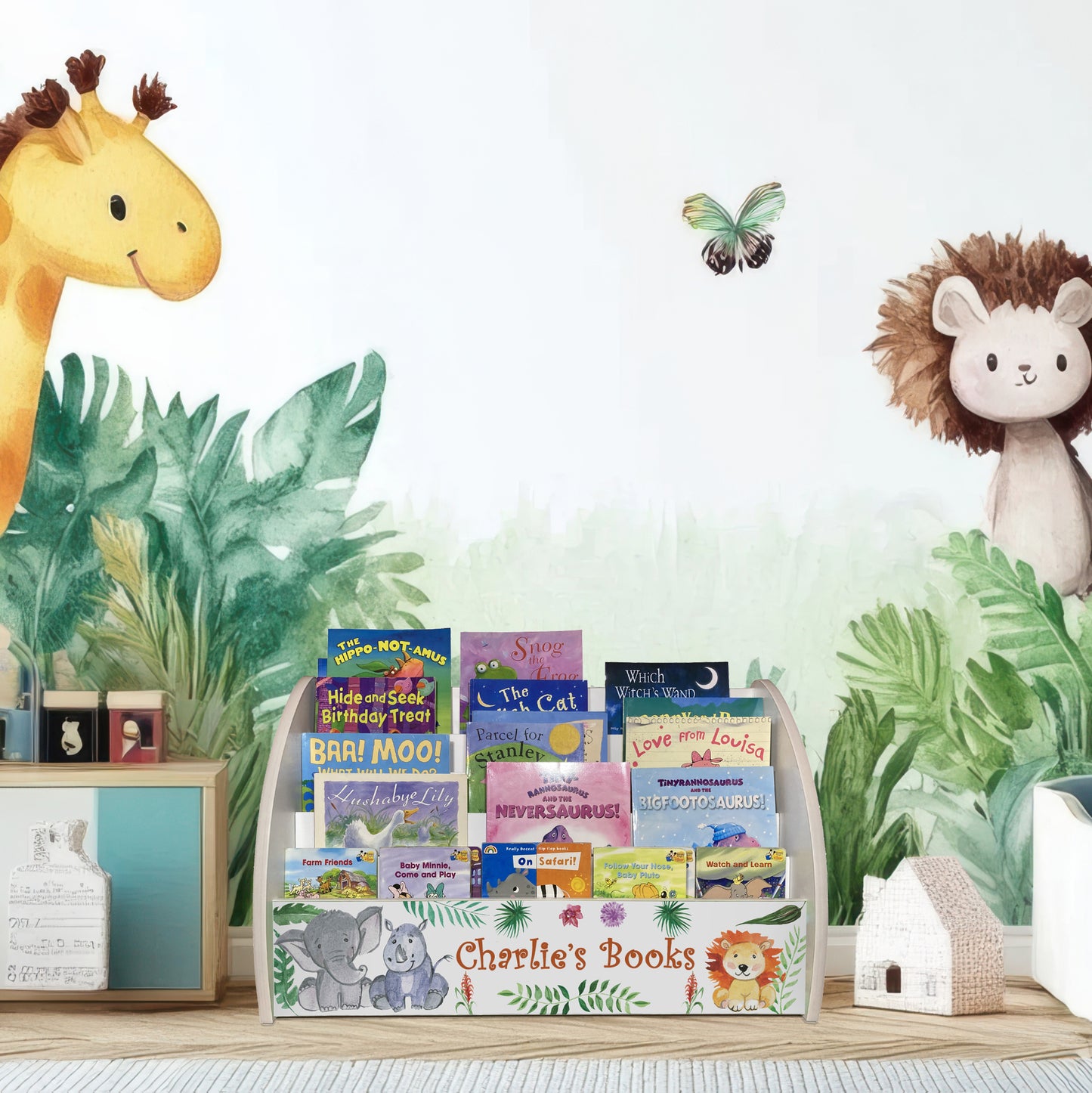 Safari themed kids bookshelf