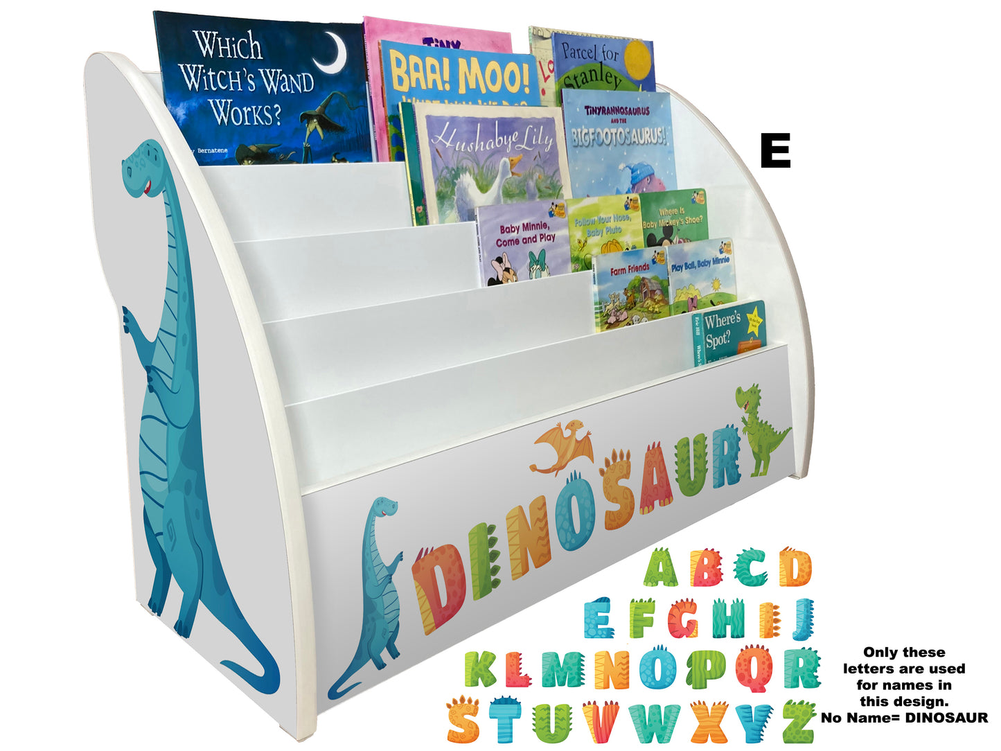 Dinosaurs Kids Bookshelf with Name and Fully Assembled