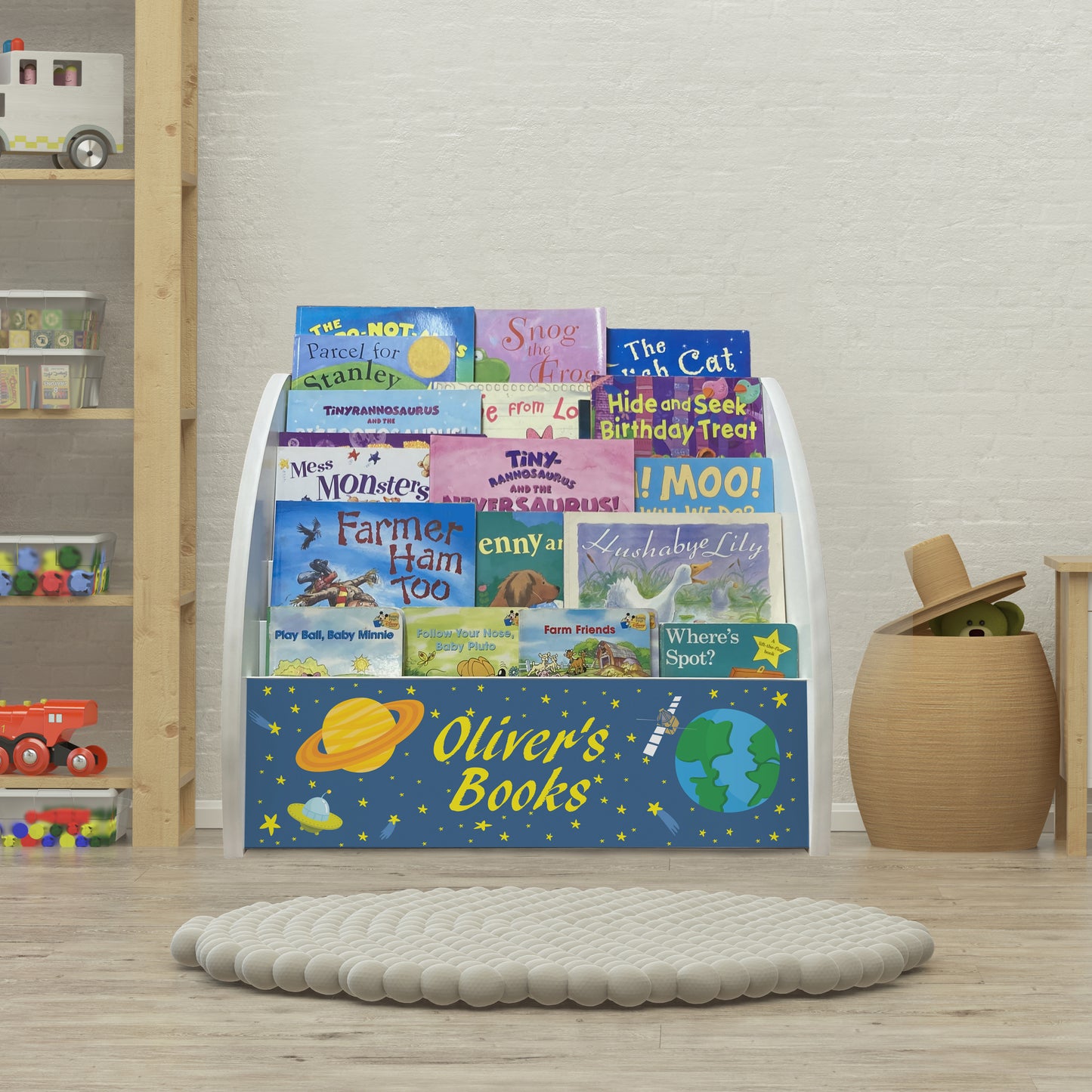 Space Bookcase Personalised with Planets, Spaceship and Rockets Bookshelf comes Fully Assembled