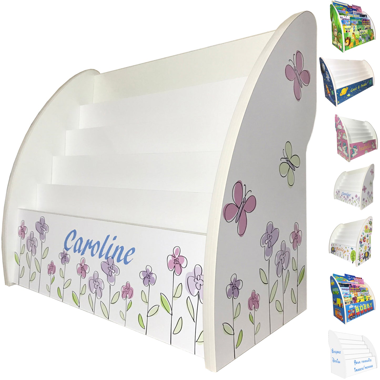 flowers bookcase, flowers bookshelf, girls bookcase design, flowers book storage