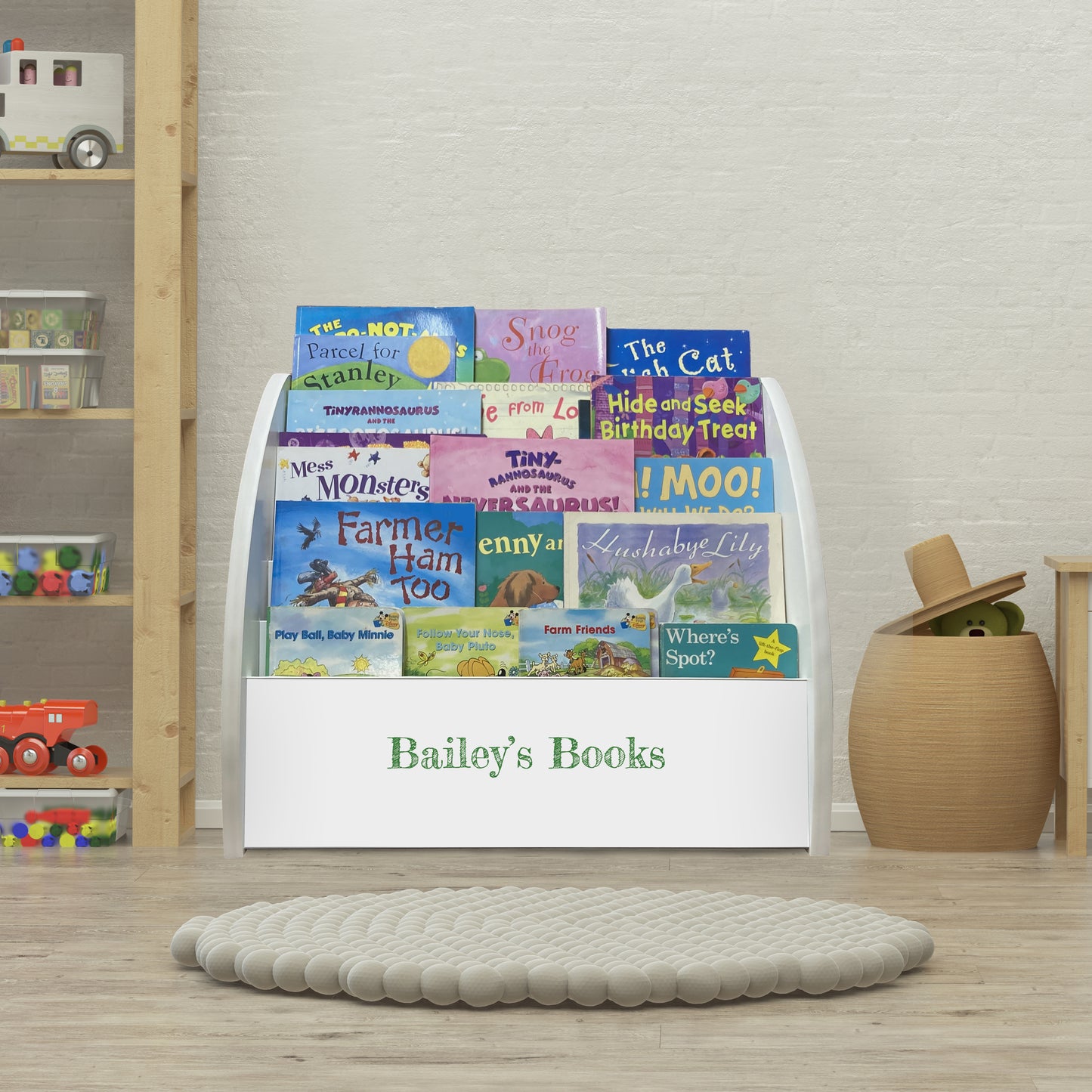 White Child Bookcase with Personalisation and Fully Assembled