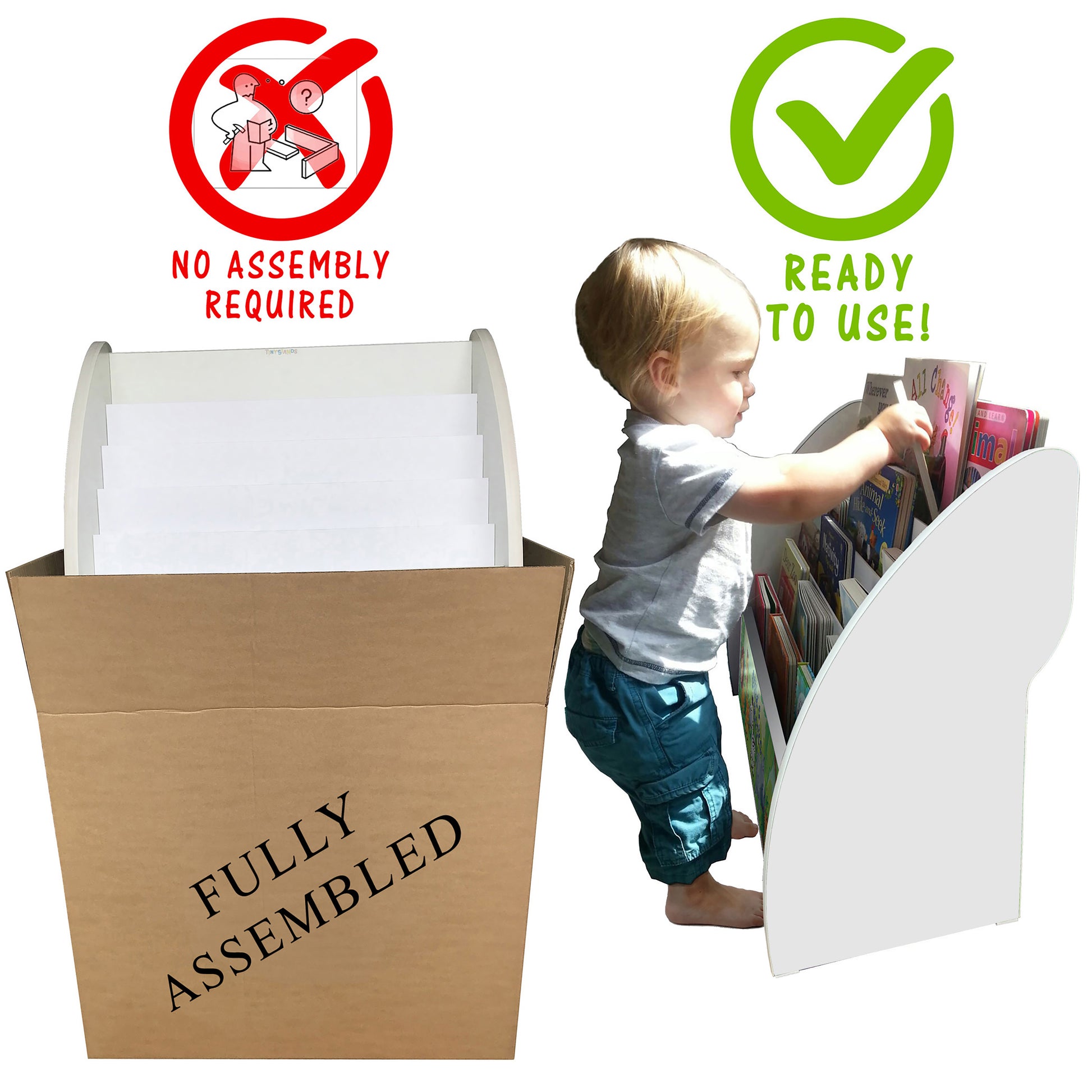 White Child Bookcase with Personalisation and Fully Assembled