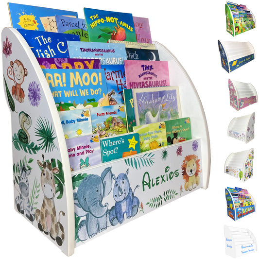 Personalised Kids bookcase with jungle design