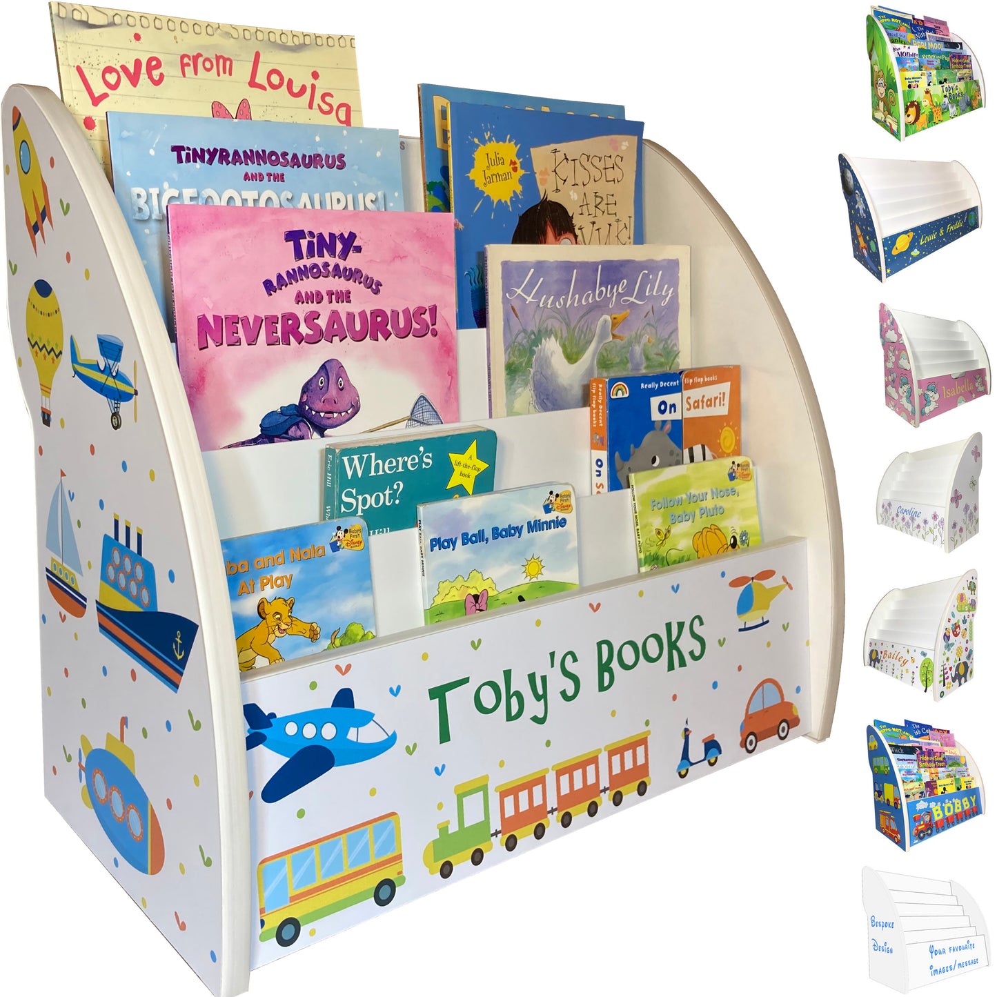 Boys bookcase with transport and cars design, bookshelf cars, bookcase vehicles, transport bookcase